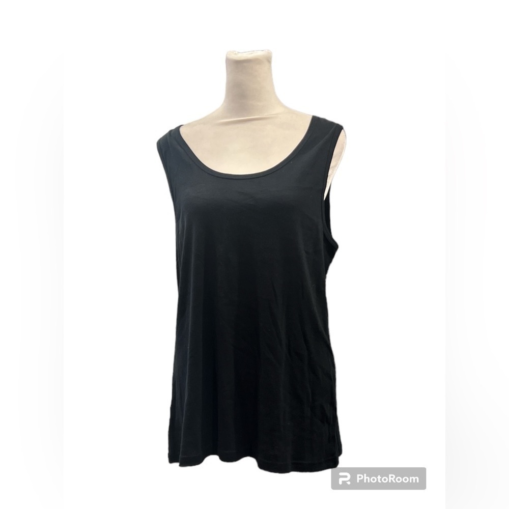 Kaktus Womens Black Sleeveless Scoop Neck Tank Top Plus Size 1X New 15414 X